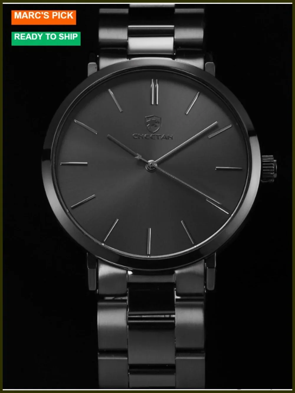 Men's Slim Minimalist Runway Plated Stainless Steel Quartz Analog Watch